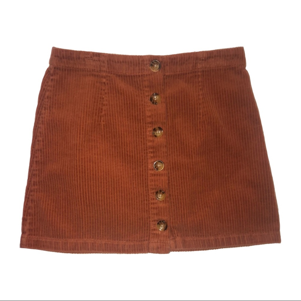 Corduroy Button Down Skirt